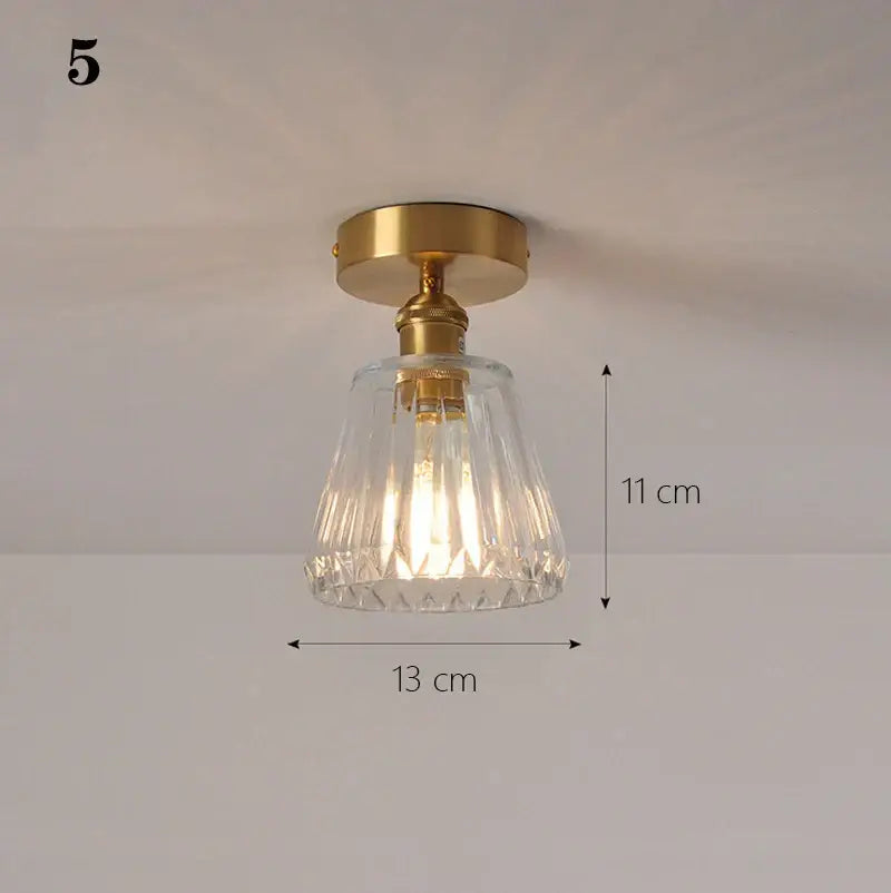 Brass glass shade pendant ceiling lamp for kitchen lights