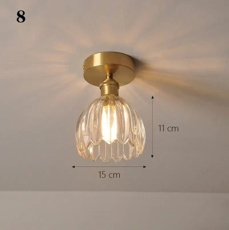 Brass glass shade pendant ceiling lamp for kitchen lights