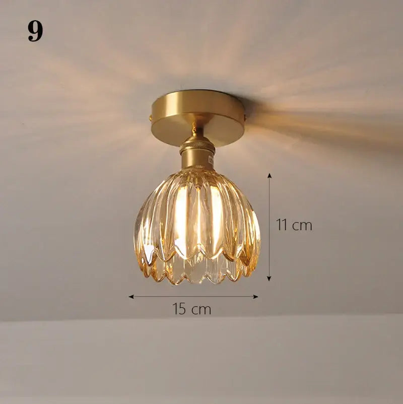 Brass glass shade pendant ceiling lamp for kitchen lights
