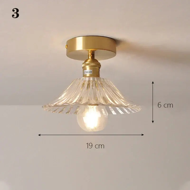 Brass glass shade pendant ceiling lamp for kitchen lights
