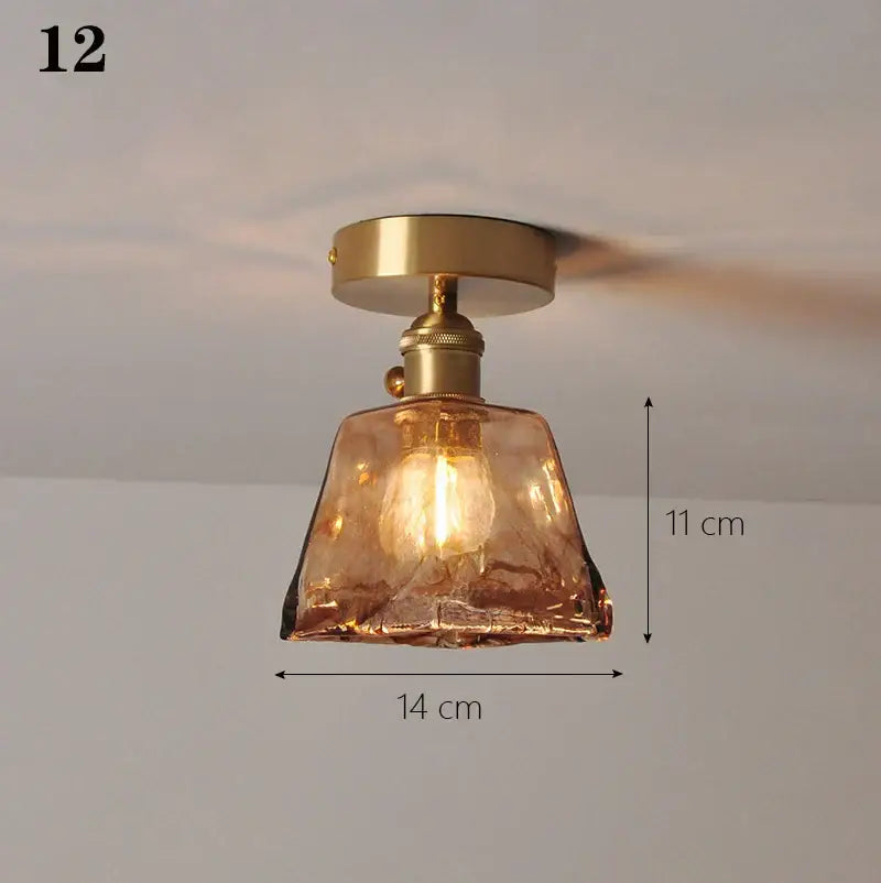 Brass glass shade pendant ceiling lamp for kitchen lights