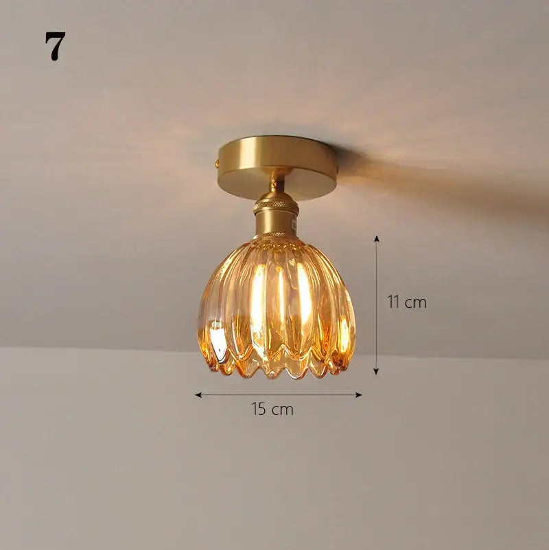 Brass glass shade pendant ceiling lamp for kitchen lights