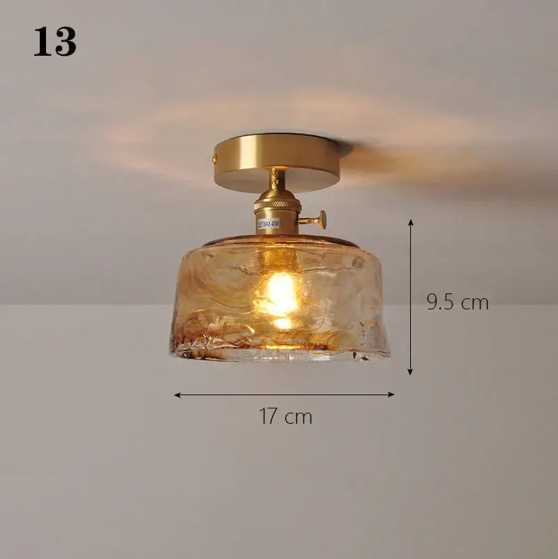 Brass glass shade pendant ceiling lamp for kitchen lights