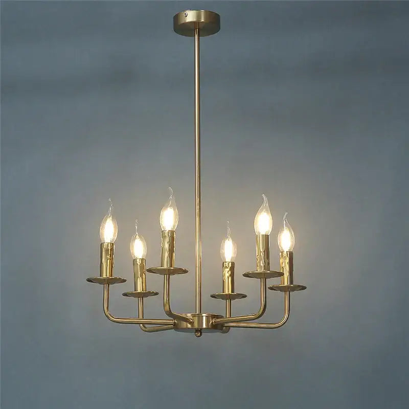 Brass iron art chandelier lights for dining room candle fixtures