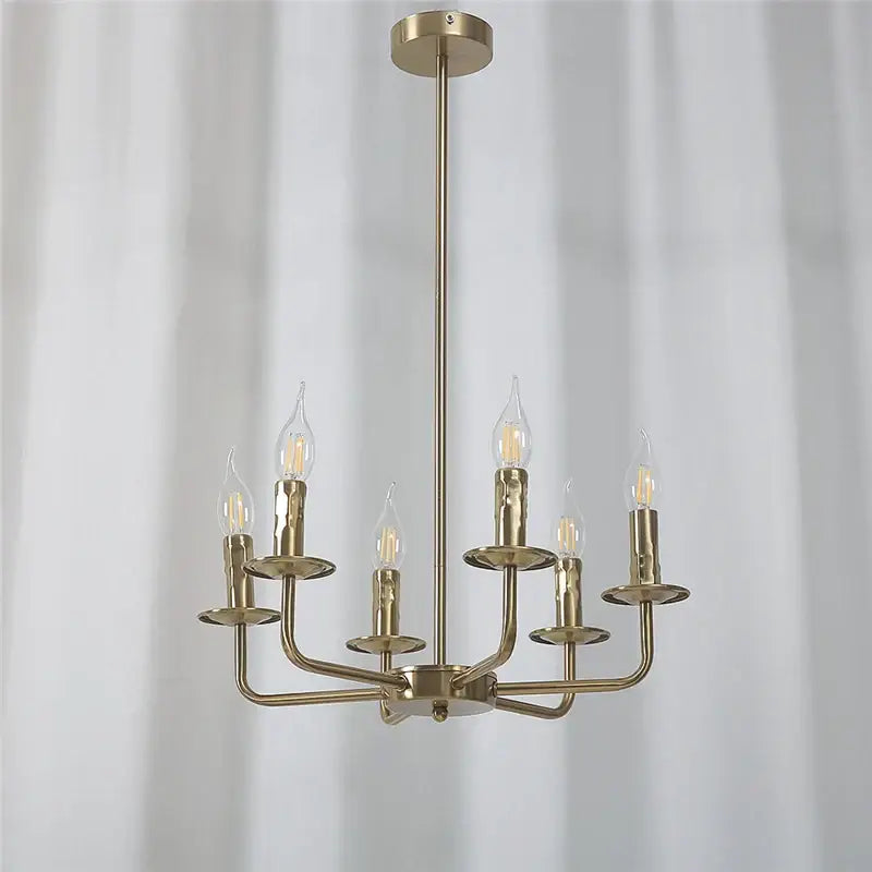 Brass iron art chandelier lights for dining room candle fixtures