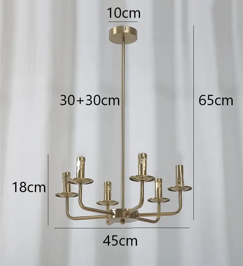 Brass iron art chandelier lights for dining room candle fixtures