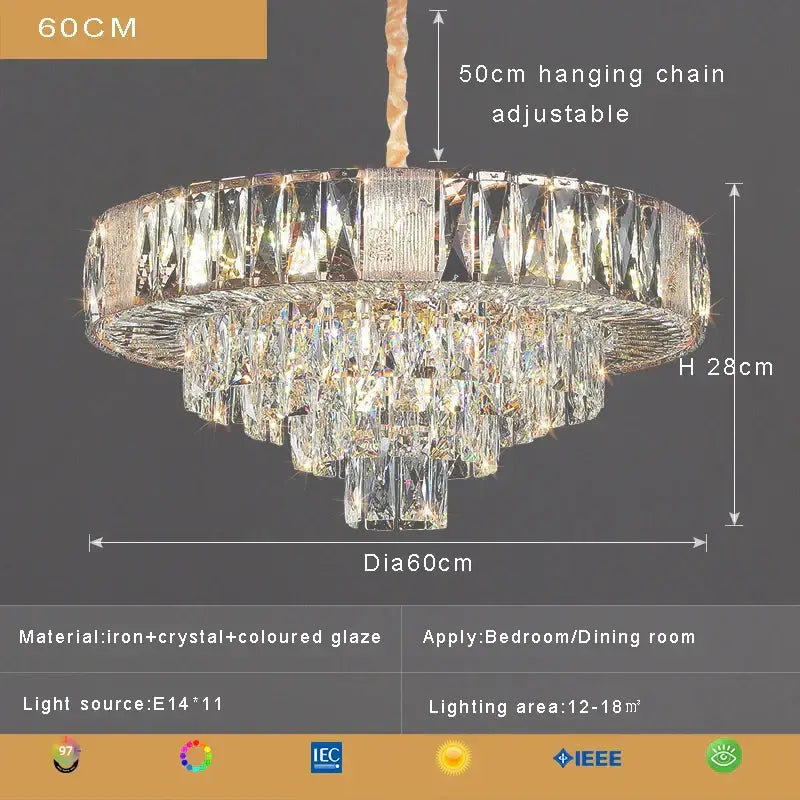 Brass multi tiered decorbites crystal ceiling chandelier living room
