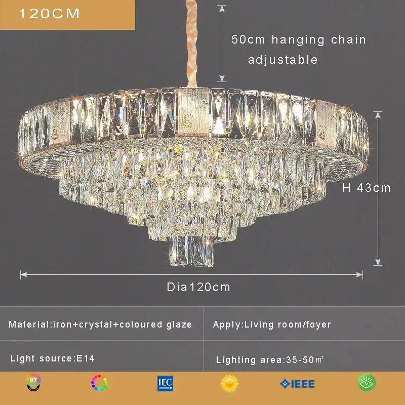 Brass multi tiered decorbites crystal ceiling chandelier living room