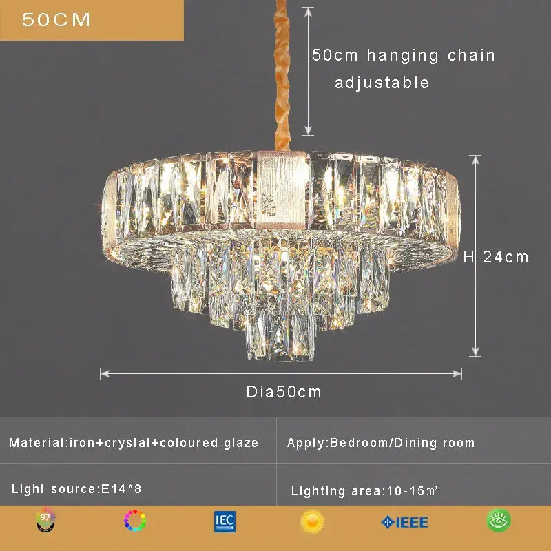 Brass multi tiered decorbites crystal ceiling chandelier living room