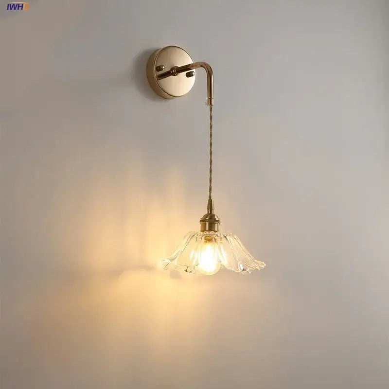 Brass petal glass decorbites adjustable led wall light bedroom