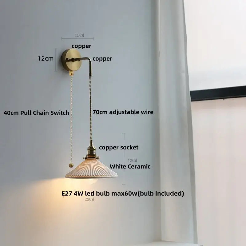 Brass petal glass decorbites adjustable led wall light bedroom