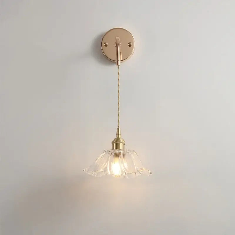 Brass petal glass decorbites adjustable led wall light bedroom