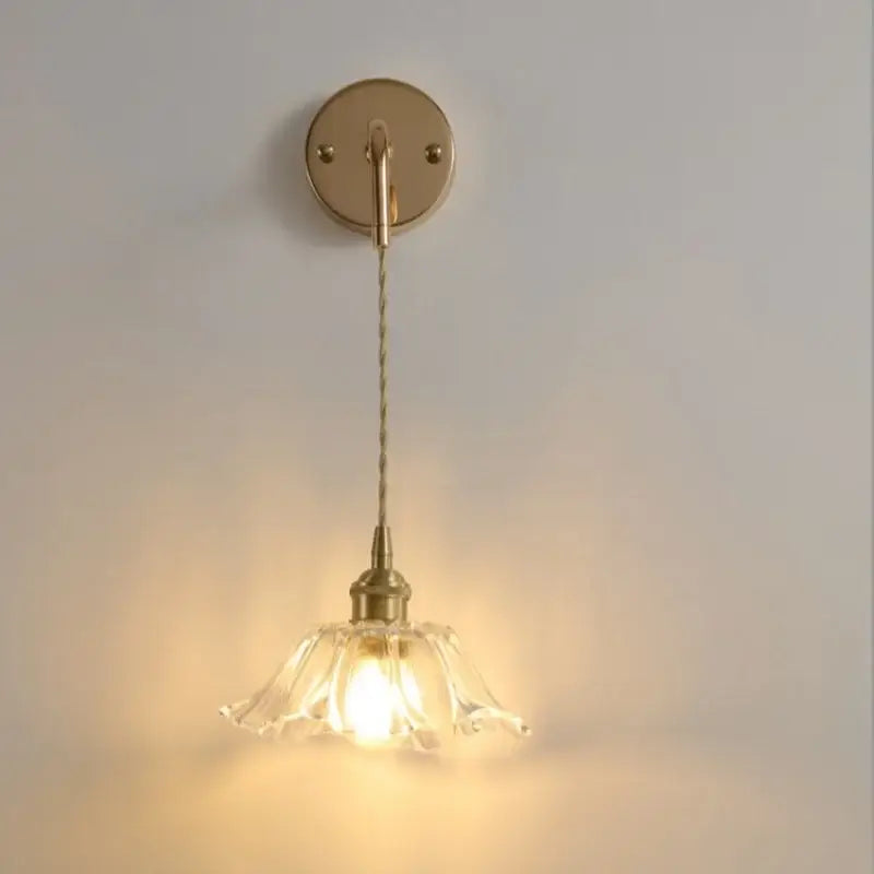 Brass petal glass decorbites adjustable led wall light bedroom