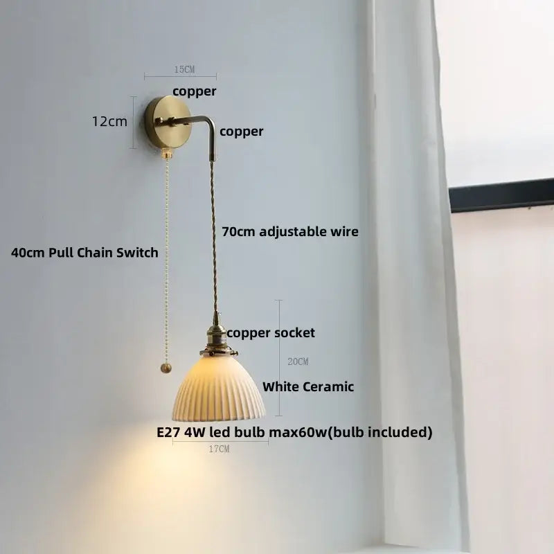 Brass petal glass decorbites adjustable led wall light bedroom