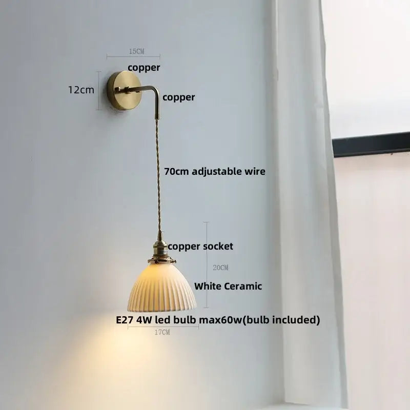 Brass petal glass decorbites adjustable led wall light bedroom