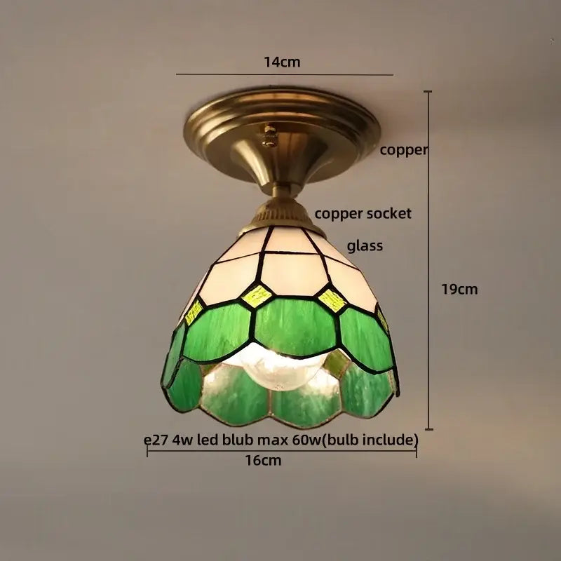 Brass red butterfly glass led ceiling light bedroom decor