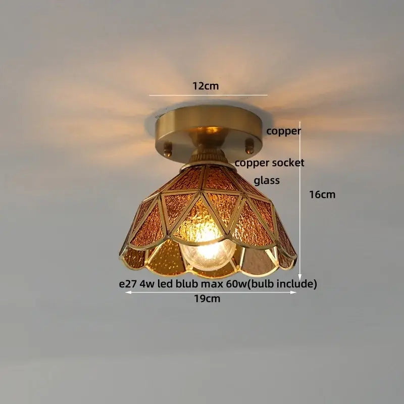 Brass red butterfly glass led ceiling light bedroom decor