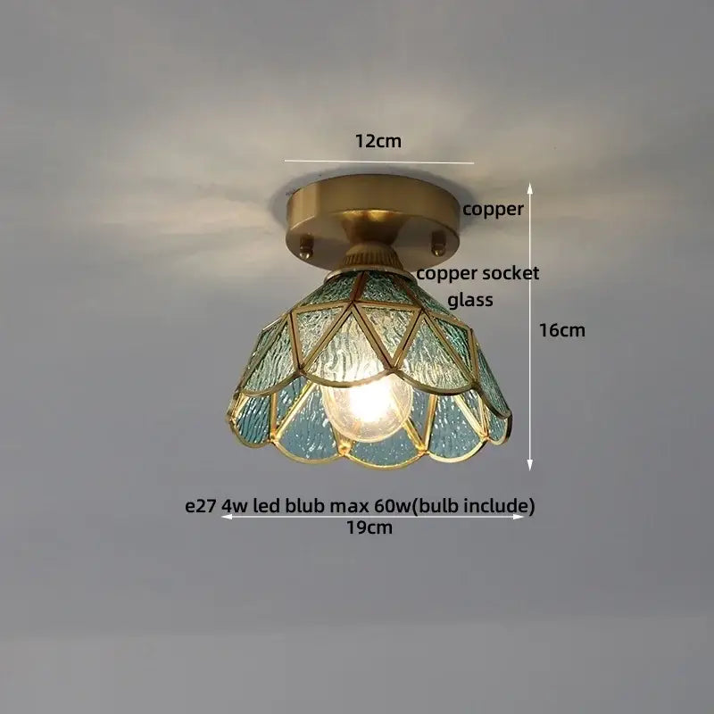 Brass red butterfly glass led ceiling light bedroom decor
