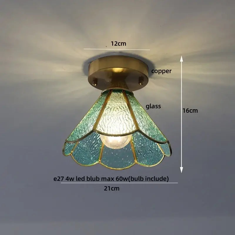 Brass red butterfly glass led ceiling light bedroom decor