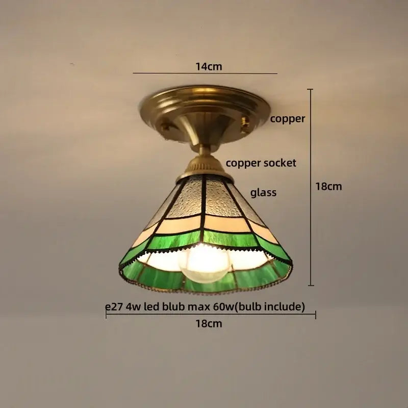 Brass red butterfly glass led ceiling light bedroom decor