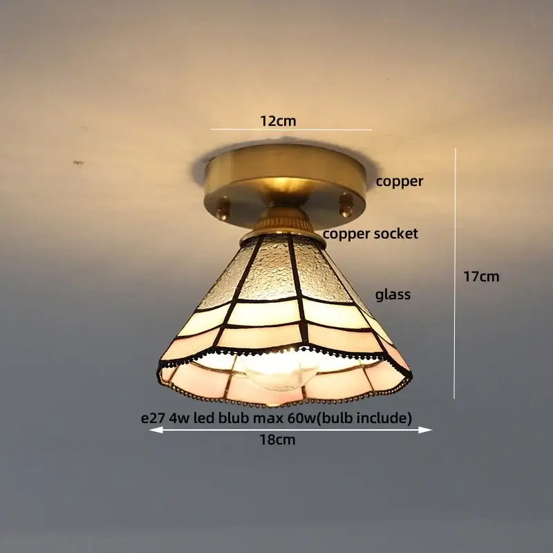 Brass red butterfly glass led ceiling light bedroom decor