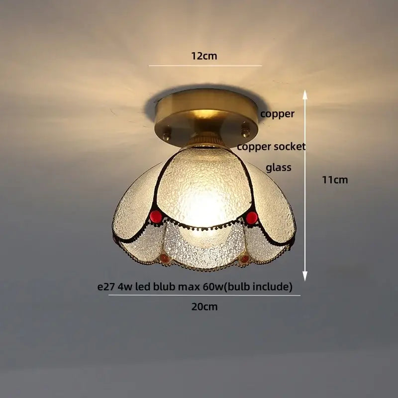 Brass red butterfly glass led ceiling light bedroom decor