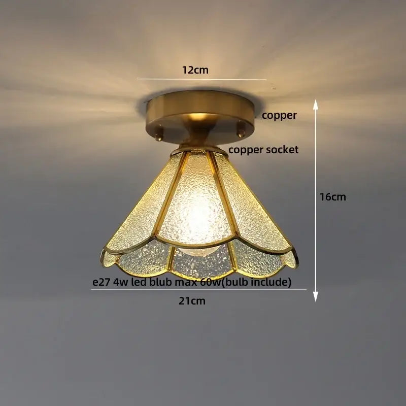 Brass red butterfly glass led ceiling light bedroom decor