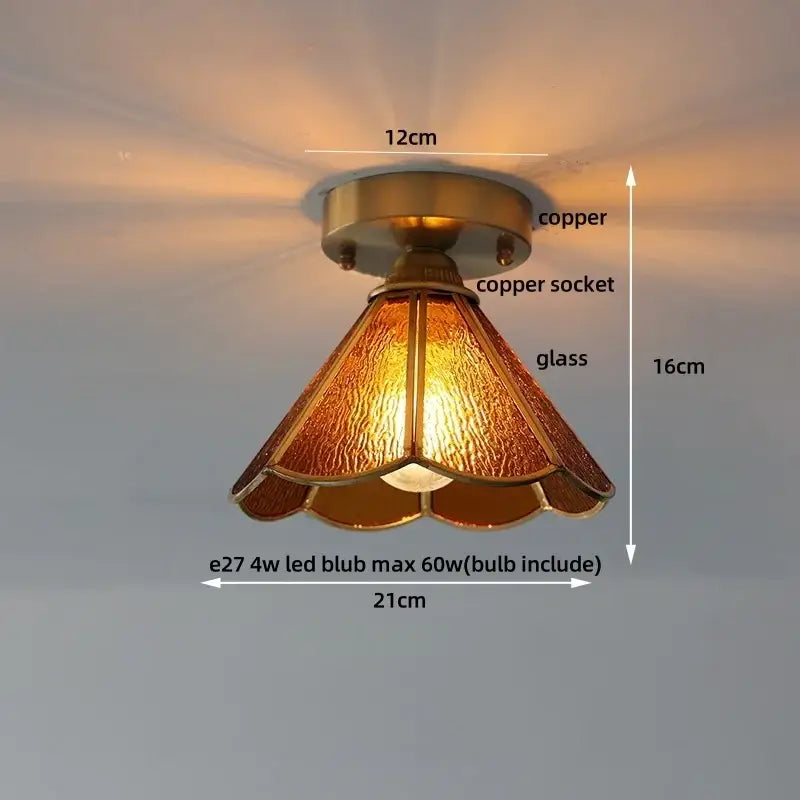 Brass red butterfly glass led ceiling light bedroom decor