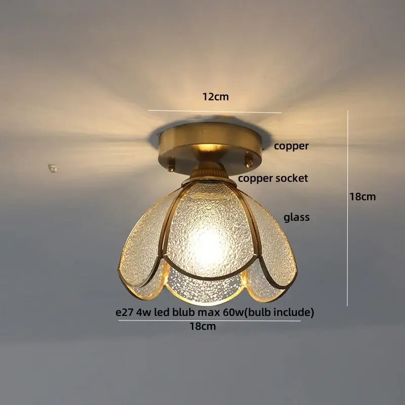 Brass red butterfly glass led ceiling light bedroom decor