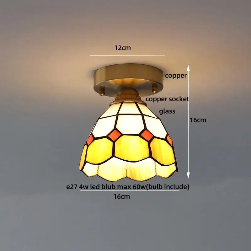 Brass red butterfly glass led ceiling light bedroom decor
