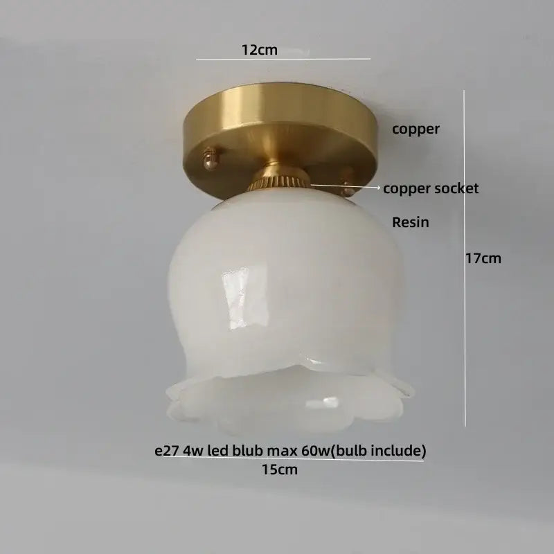 Brass red butterfly glass led ceiling light bedroom decor