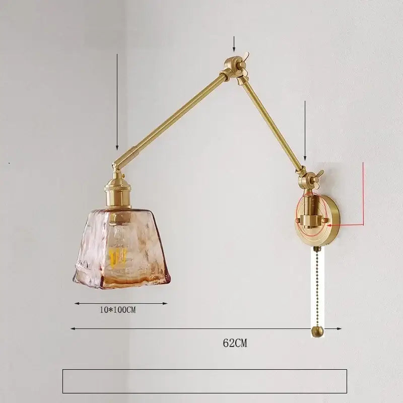Brass ribbed glass ceramic copper led wall lamp bedroom sconce