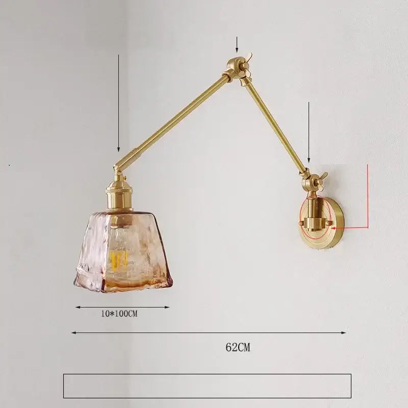 Brass ribbed glass ceramic copper led wall lamp bedroom sconce