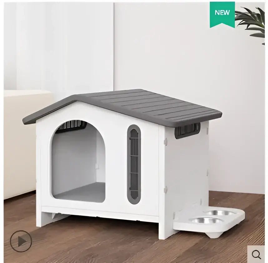 Breathable four seasons dog house with feeding tray – living room