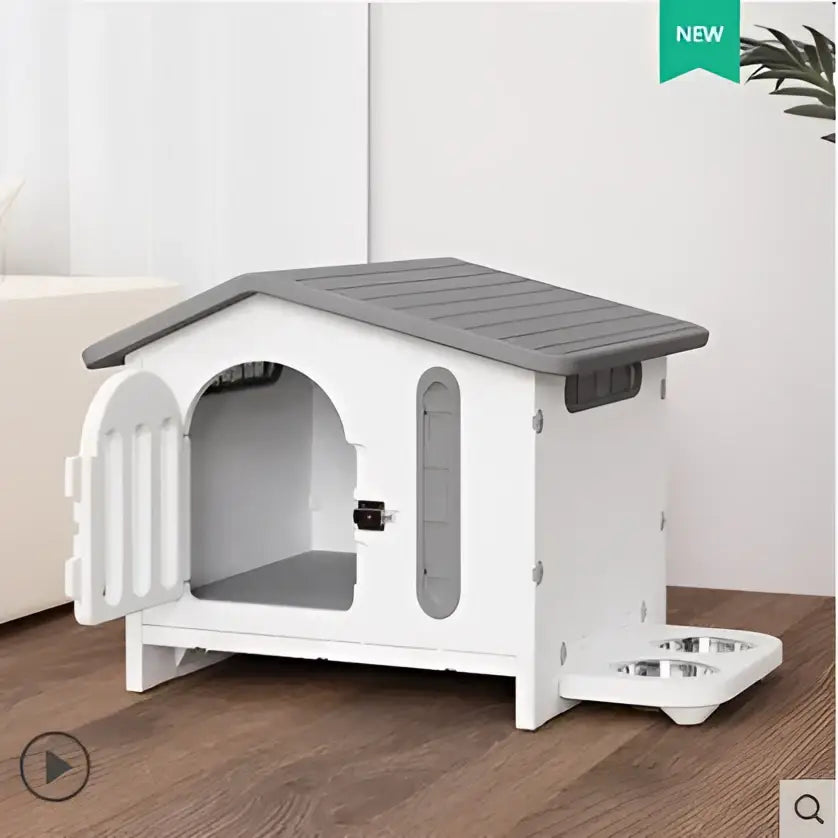 Breathable four seasons dog house with feeding tray – living room