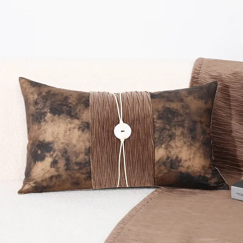 Brighton cross stitch brown & tan cushion cover living room woven leather