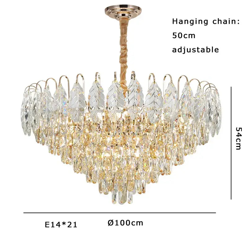 Brilliance crystal chandelier rose gold & amber – living room light