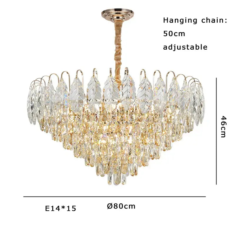 Brilliance crystal chandelier rose gold & amber – living room light
