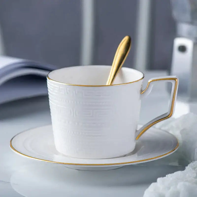 British white tea set with gold trim dining room porcelain teaware