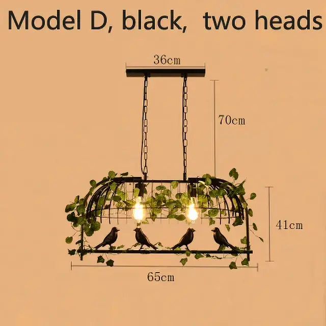 Bronze birdcage pendant lights with garland for dining room