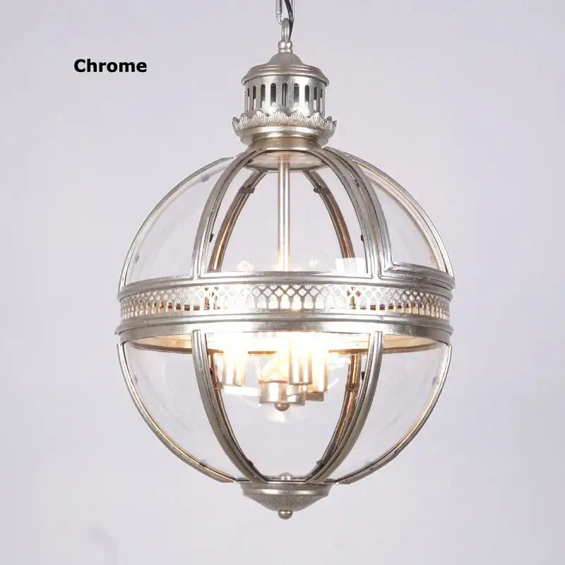 Bronze black glass globe chandelier foyer light