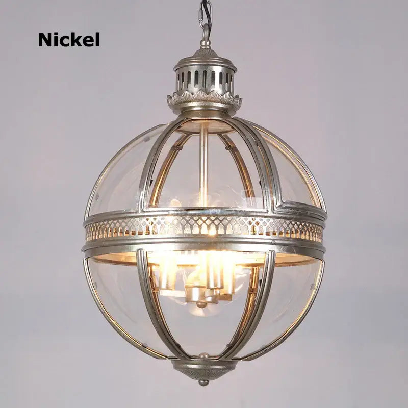 Bronze black glass globe chandelier foyer light