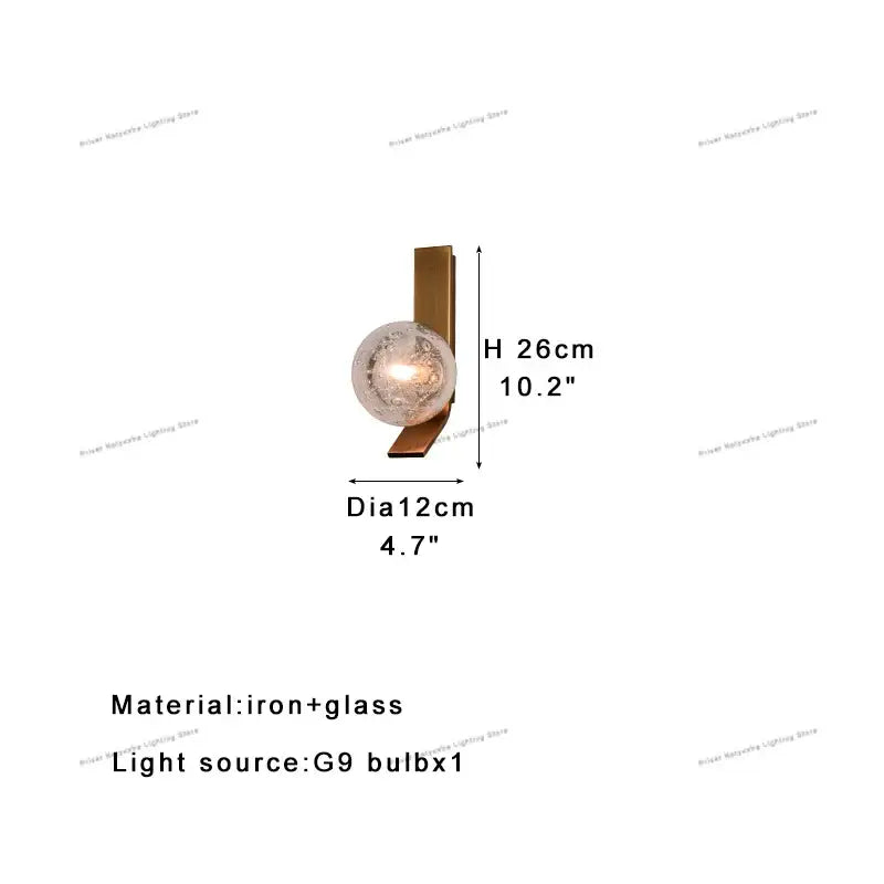 Bronze bubble glass wall sconce lamps bedroom pair