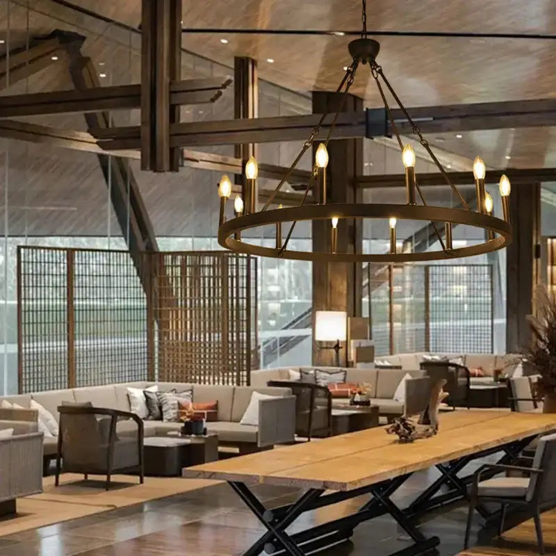 Bronze bronze decorbites iron round led pendant chandelier living room