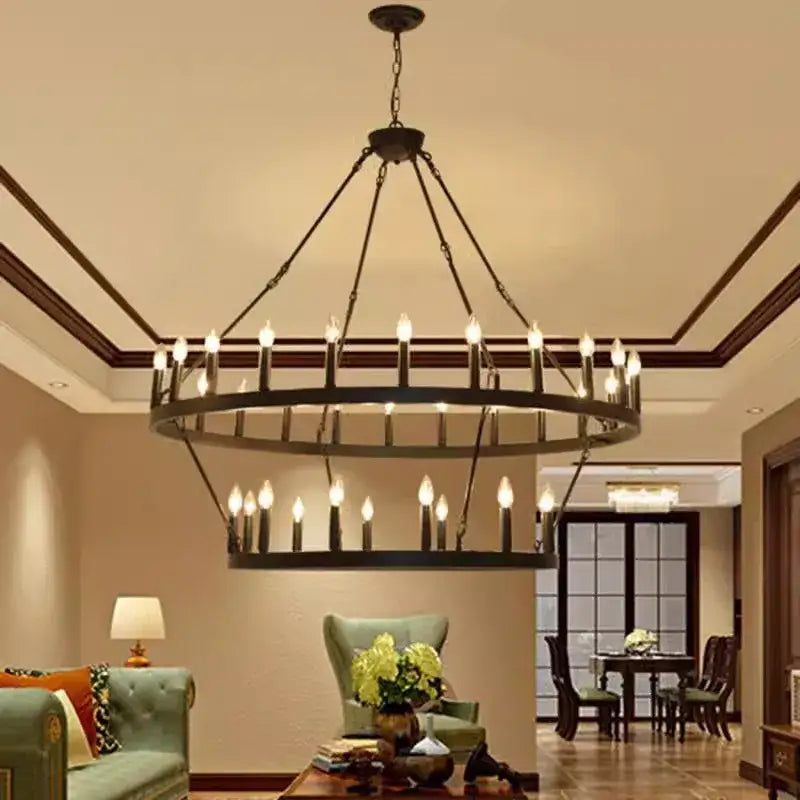 Bronze bronze decorbites iron round led pendant chandelier living room