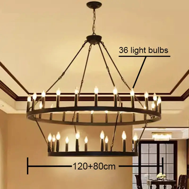 Bronze bronze decorbites iron round led pendant chandelier living room