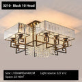 Bronze geometric crystal rectangular ceiling light for living room