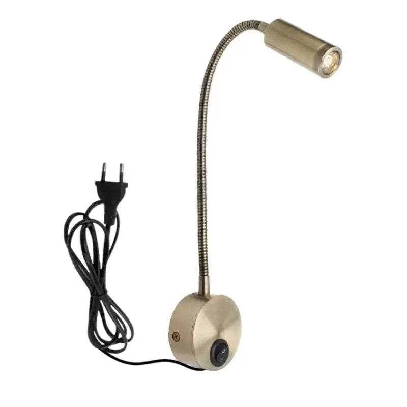Bronze gooseneck led wall lamp – bedroom reading sconce brushed nickel & brass