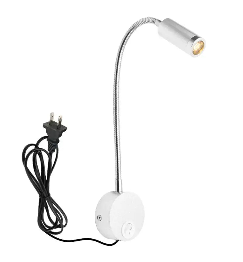 Bronze gooseneck led wall lamp – bedroom reading sconce brushed nickel & brass