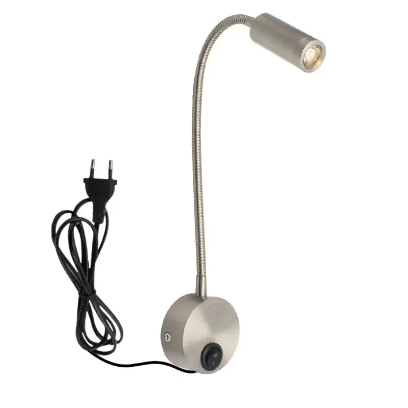Bronze gooseneck led wall lamp – bedroom reading sconce brushed nickel & brass